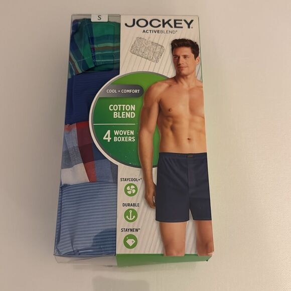 Jockey Boxers Mens Small 4 Pack Plaid - Picture 1 of 2